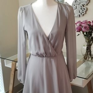 ASOS Grey Dress with Plunging Neckline Size 6